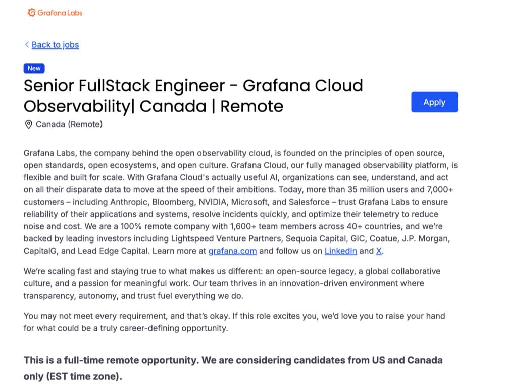 Grafana Labs careers